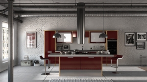 Duleek high gloss burgundy kitchen