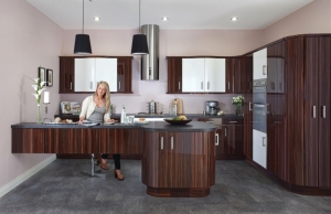 Duleek high gloss zebrano white kitchen