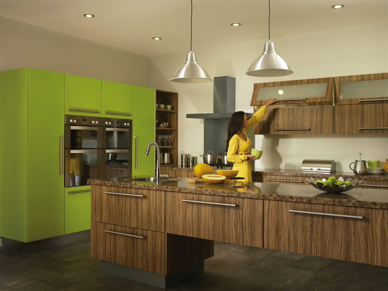 Duleek olivewood gloss lime green kitchen